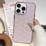 For iPhone 16 Pro Max 3D Heart IMD Hybrid TPU Phone Case(Purple)