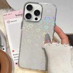 For iPhone 16 Pro 3D Heart IMD Hybrid TPU Phone Case(White)