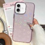 For iPhone 16 Plus 3D Heart IMD Hybrid TPU Phone Case(Purple)