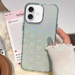 For iPhone 16 Plus 3D Heart IMD Hybrid TPU Phone Case(Blue)
