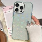 For iPhone 15 Pro Max 3D Heart IMD Hybrid TPU Phone Case(Blue)