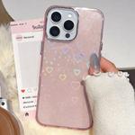 For iPhone 13 Pro Max 3D Heart IMD Hybrid TPU Phone Case(Pink)
