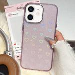 For iPhone 11 3D Heart IMD Hybrid TPU Phone Case(Purple)