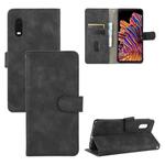 For Samsung Galaxy XCover Pro Solid Color Skin Feel Magnetic Buckle Horizontal Flip Calf Texture PU Leather Case with Holder & Card Slots & Wallet(Black)