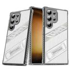 For Samsung Galaxy S23 Ultra 5G Plating Holder PC Hybrid TPU Phone Case(Space Gray)