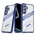 For Samsung Galaxy S24 / S25 5G Plating Holder PC Hybrid TPU Phone Case(Navy Blue)