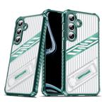 For Samsung Galaxy S24 FE 5G Plating Holder PC Hybrid TPU Phone Case(Dark Green)