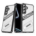 For Samsung Galaxy S24+ / S25+ 5G Plating Holder PC Hybrid TPU Phone Case(Transparent Black)