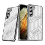 For Samsung Galaxy S23 5G Plating Holder PC Hybrid TPU Phone Case(Space Gray)