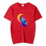 Moon Wolf Printed Round Neck Modal Short Sleeve T-shirt Print On Your Demand, Size:M(Red)