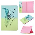 For Samsung Galaxy Tab S8 / Galaxy Tab S7 T870 Colored Drawing Pattern Horizontal Flip Leather Case with Holder & Card Slots & Wallet(Feather Bird)