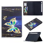 For Samsung Galaxy Tab S8 / Galaxy Tab S7 T870 Colored Drawing Pattern Horizontal Flip Leather Case with Holder & Card Slots & Wallet(Big Butterfly)