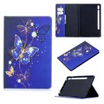 For Samsung Galaxy Tab S8 / Galaxy Tab S7 T870 Colored Drawing Pattern Horizontal Flip Leather Case with Holder & Card Slots & Wallet(Purple Butterfly)