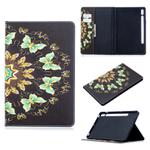 For Samsung Galaxy Tab S8 / Galaxy Tab S7 T870 Colored Drawing Pattern Horizontal Flip Leather Case with Holder & Card Slots & Wallet(Semicircular Butterfly)
