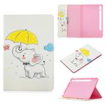 For Samsung Galaxy Tab S8 / Galaxy Tab S7 T870 Colored Drawing Pattern Horizontal Flip Leather Case with Holder & Card Slots & Wallet(Umbrella Elephant)