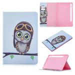 For Samsung Galaxy Tab S8 / Galaxy Tab S7 T870 Colored Drawing Pattern Horizontal Flip Leather Case with Holder & Card Slots & Wallet(Owl)