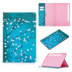 For Samsung Galaxy Tab S8 / Galaxy Tab S7 T870 Colored Drawing Pattern Horizontal Flip Leather Case with Holder & Card Slots & Wallet(Plum Blossom)