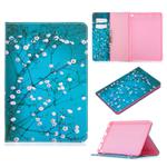 For Amazon Kindle Fire HD8 (2020) Colored Drawing Pattern Horizontal Flip Leather Case with Holder & Card Slots & Wallet(Plum Blossom)