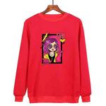 Purple Hair Girl Printed Casual Loose Round Neck Sweatshirt Print On Your Demand, Size:XL(Red)