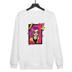 Purple Hair Girl Printed Casual Loose Round Neck Sweatshirt Print On Your Demand, Size:XXL(White)