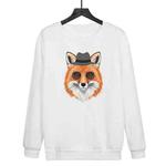 Gentleman Fox Printed Casual Loose Round Neck Sweatshirt Print On Your Demand, Size:XXXL(White)