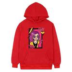 Purple Hair Girl Printed Fleece Hooded Sweatshirt Print On Your Demand, Size:XS(Red)