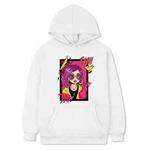 Purple Hair Girl Printed Fleece Hooded Sweatshirt Print On Your Demand, Size:M(White)