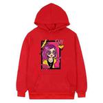 Purple Hair Girl Printed Fleece Hooded Sweatshirt Print On Your Demand, Size:XL(Red)