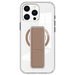 For iPhone 13 Pro Max / 12 Pro Max Clear Wristband Holder MagSafe Phone Case(Brown)