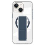 For iPhone 14 / 13 Clear Wristband Holder MagSafe Phone Case(Dark Blue)