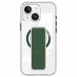 For iPhone 14 / 13 Clear Wristband Holder MagSafe Phone Case(Dark Green)