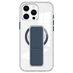 For iPhone 13 Pro Clear Wristband Holder MagSafe Phone Case(Dark Blue)