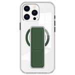 For iPhone 13 Pro Clear Wristband Holder MagSafe Phone Case(Dark Green)