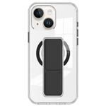 For iPhone 15 Clear Wristband Holder MagSafe Phone Case(Black)