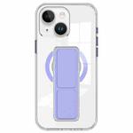 For iPhone 15 Clear Wristband Holder MagSafe Phone Case(Purple)