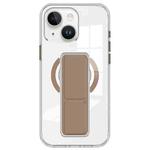For iPhone 15 Clear Wristband Holder MagSafe Phone Case(Brown)
