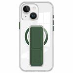 For iPhone 15 Clear Wristband Holder MagSafe Phone Case(Dark Green)