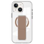 For iPhone 15 Plus / 14 Plus Clear Wristband Holder MagSafe Phone Case(Brown)
