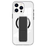 For iPhone 15 Pro Clear Wristband Holder MagSafe Phone Case(Black)