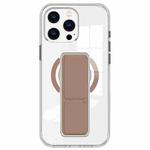 For iPhone 15 Pro Clear Wristband Holder MagSafe Phone Case(Brown)