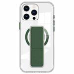 For iPhone 15 Pro Clear Wristband Holder MagSafe Phone Case(Dark Green)