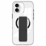For iPhone 16 Clear Wristband Holder MagSafe Phone Case(Black)