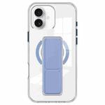For iPhone 16 Clear Wristband Holder MagSafe Phone Case(Blue)