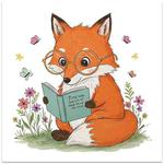 Reading Fox Frameless Canvas Decorative Painting Print On Your Demand, Size:80x80cm