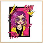 Purple Hair Girl Decorative Painting with Aluminum Alloy Frame Print On Your Demand, Size:30x30cm