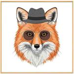 Gentleman Fox Decorative Painting with Aluminum Alloy Frame Print On Your Demand, Size:20x20cm