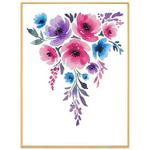Watercolor Flowers Decorative Painting with Aluminum Alloy Frame Print On Your Demand, Size:15x20cm