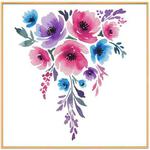 Watercolor Flowers Decorative Painting with Aluminum Alloy Frame Print On Your Demand, Size:20x20cm