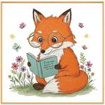 Reading Fox Decorative Painting with Aluminum Alloy Frame Print On Your Demand, Size:20x20cm