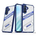 For Samsung Galaxy A36 / A56 5G Plating Holder PC Hybrid TPU Phone Case(Navy Blue)